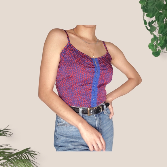 Abstract Polka Dot Front Closure Cami Top - Picture 4 of 4